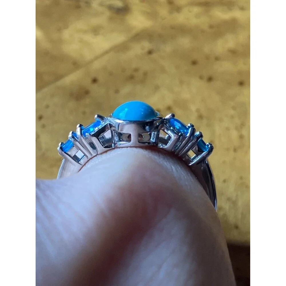 Sleeping Beauty Turquoise Blue Apatite Sterling Silver Ring Size 9